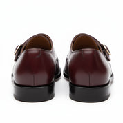back-view - Men's Burgundy Leather Double Monk Strap Shoes
