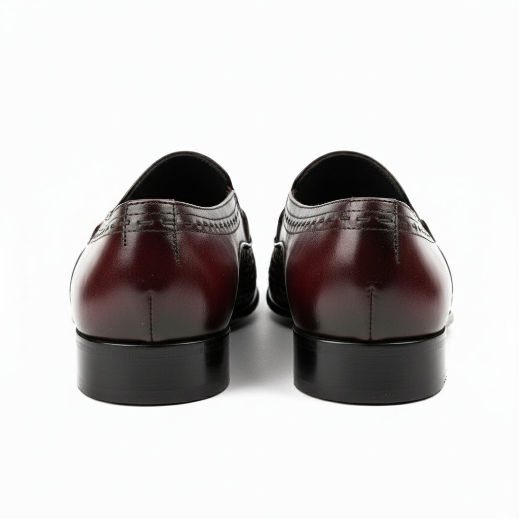 back-view - Men's Burgundy Leather Moccasins