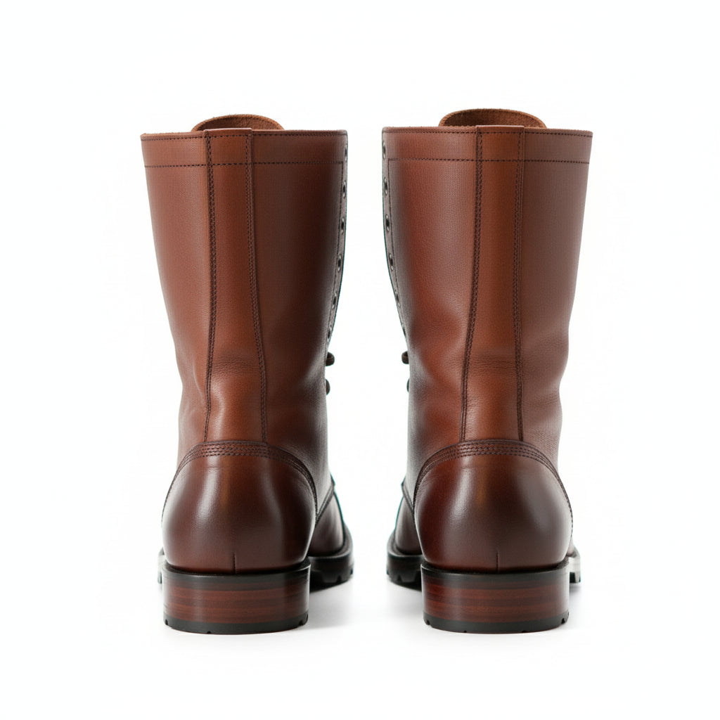 back-view - Men's Cap-Toe High Ankle Leather Boots