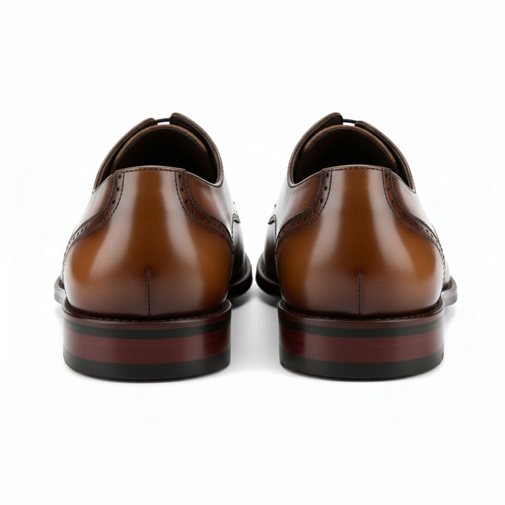 back-view - Men's Cap-toe Leather Oxfords in Brown