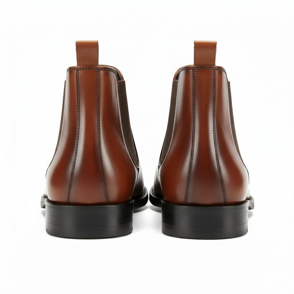 back-view - Men's Cow Leather Chelsea Boots with Comfort Fit