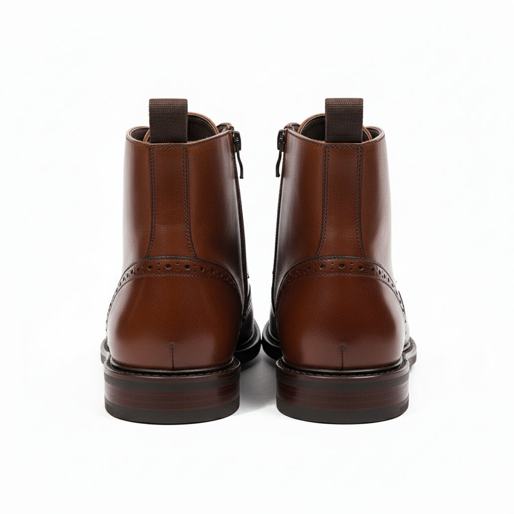 back-view - Men's Cow Leather Wingtip Boots