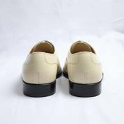 back-view - Men's Cream Brogue Dress Shoes in Genuine Calf Leather
