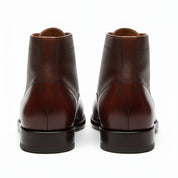back-view - Men's Dark Brown Leather Cap Toe Ankle Boots