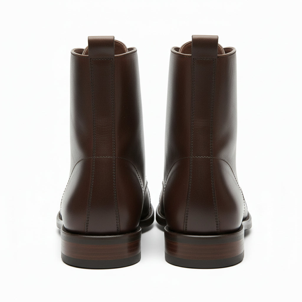 back-view - Men's Dark Brown Leather Cap Toe Ankle Boots