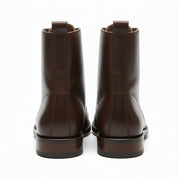 back-view - Men's Dark Brown Leather Cap Toe Ankle Boots