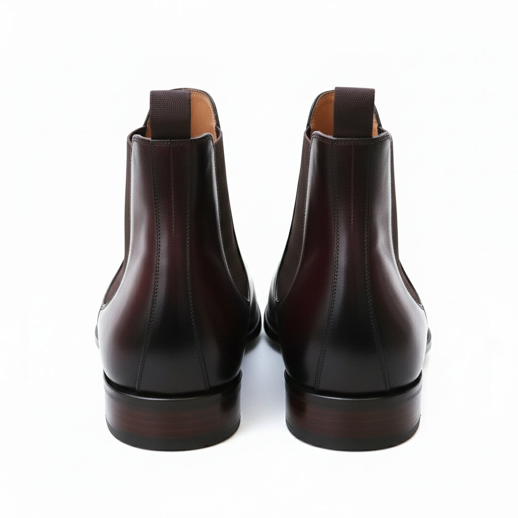 Men's Dark Burgundy Leather Chelsea Boots - back-view