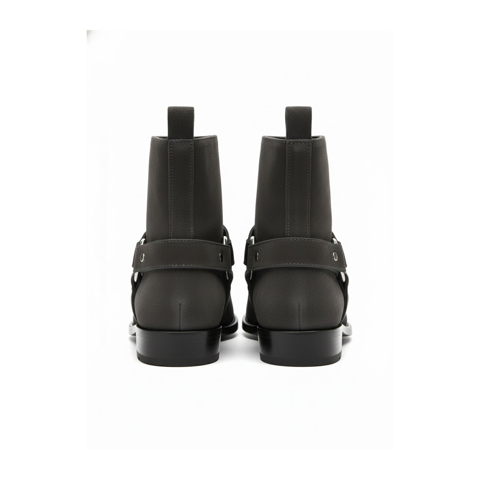 Men's Dark Gray Suede Biker Boots - back-view