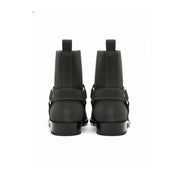 Men's Dark Gray Suede Biker Boots - back-view