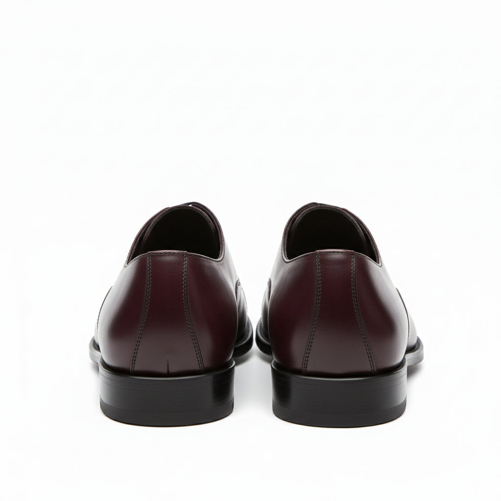 back-view - Men's Dark Maroon Leather Oxford Dress Shoes