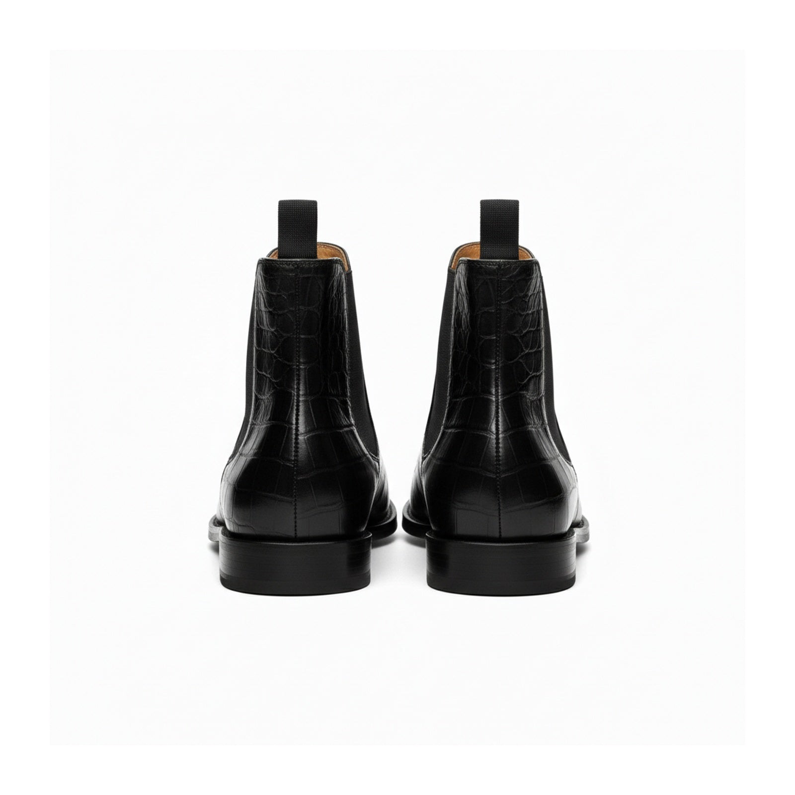 back-view - Men's Embossed Crocodile Leather Chelsea Boots