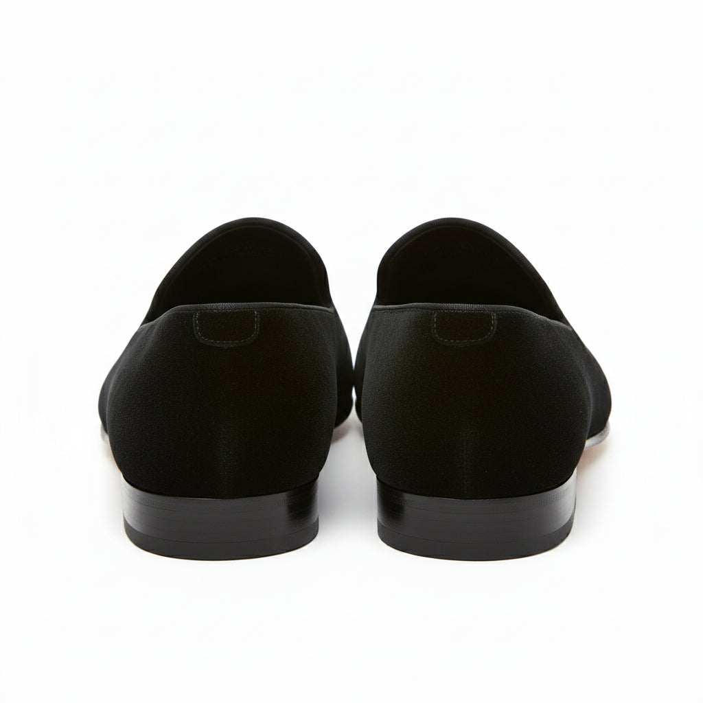 back-view - Men's Embroidered Velvet Leather Slippers