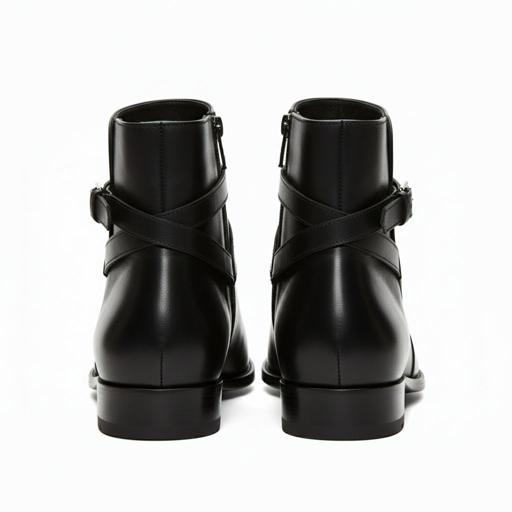back-view - Men's Full Grain Leather Classic Dress Boots