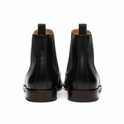back-view - Men's Full Grain Leather Wingtip Chelsea Boots