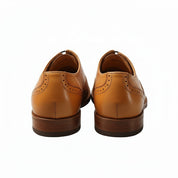 back-view - Men's Genuine Leather Derby Shoes with Brogue Detailing
