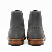 back-view - Men's Gray Suede Dress Boots with Lace-up Closure