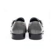 Men's Gray Wing Tip Monk Leather Shoes - back-view