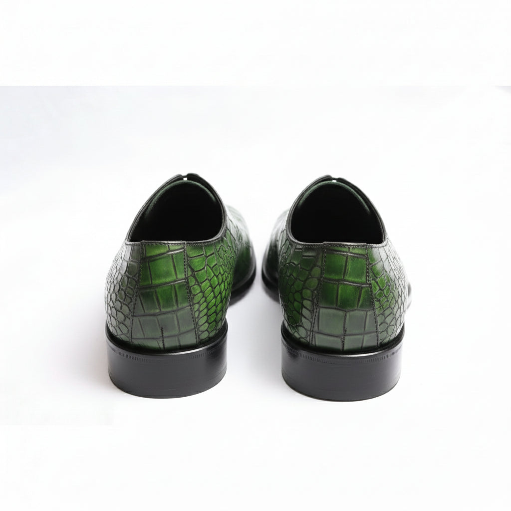 back-view - Men's Green Leather Dress Shoes