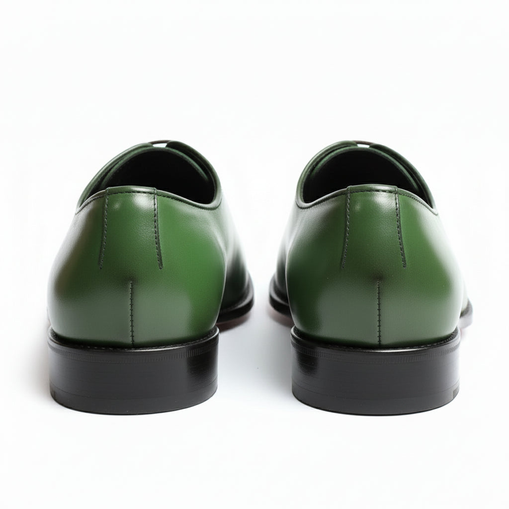 Men's Green Pointed Toe Leather Dress Shoes - back-view
