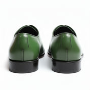 Men's Green Pointed Toe Leather Dress Shoes - back-view