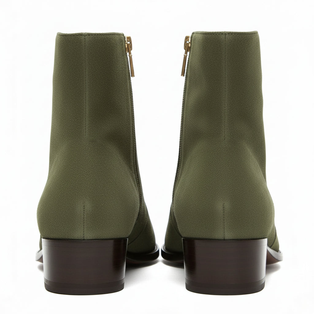 Men's Green Suede Ankle Boots - back-view