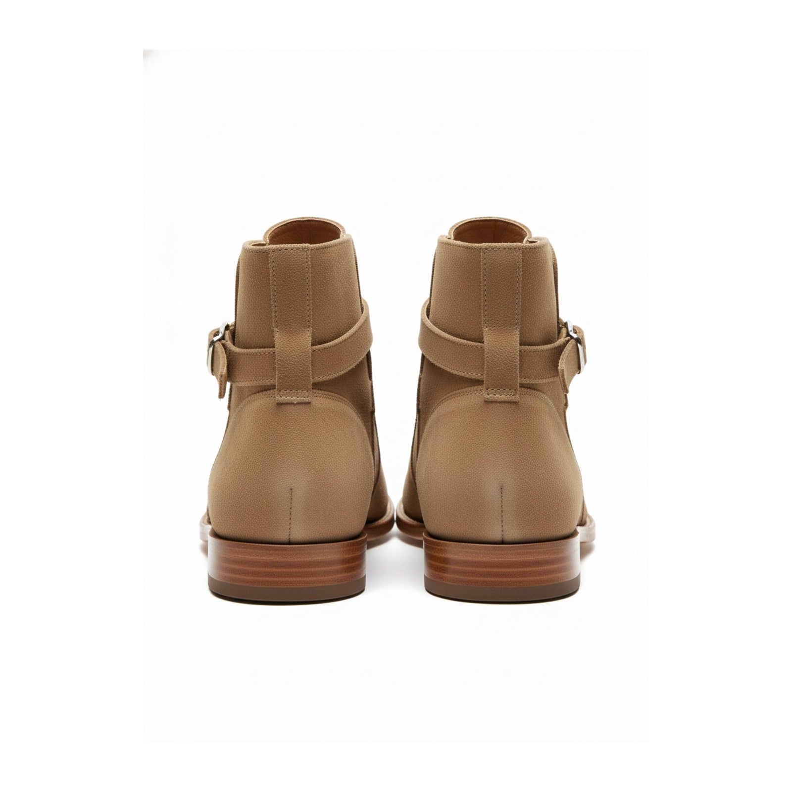 back-view - Men's Handmade Beige Suede Jodhpur Ankle Boot with Leather Sole