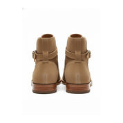 back-view - Men's Handmade Beige Suede Jodhpur Ankle Boot with Leather Sole