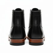 back-view - Men's Handmade Black Leather Ankle Boot with Handcrafted Detailing