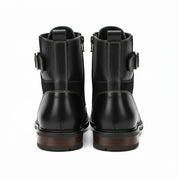back-view - Men's Handmade Black Leather Classic Boots with Customization Options