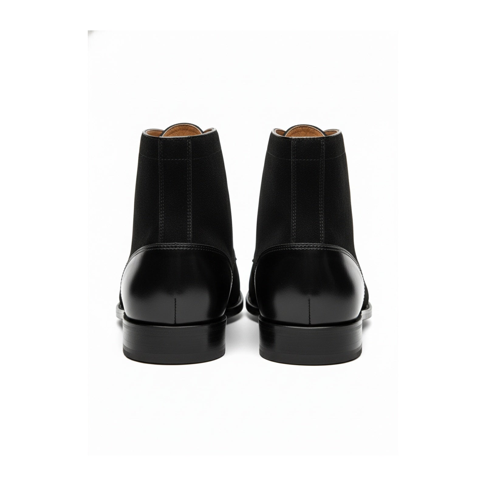 back-view - Men's Handmade Black Leather Oxford Ankle Boots with Dress Design