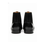 back-view - Men's Handmade Black Leather Oxford Ankle Boots with Dress Design