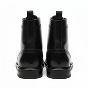 back-view - Men's Handmade Black Leather Wingtip Brogue Ankle Boots