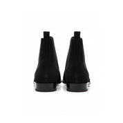 back-view - Men's Handmade Black Suede Chelsea Boots – Customizable Options