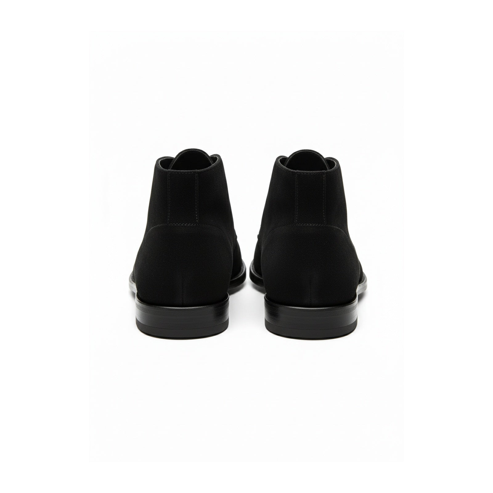 back-view - Men's Handmade Black Suede Chukka Boots with Luxurious Craftsmanship