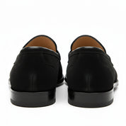 back-view - Men's Handmade Black Suede Moccasins with Slip-On Design