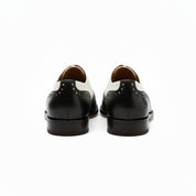 back-view - Men's Handmade Black & White Leather Wingtip Dress Shoes
