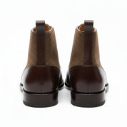 back-view - Men's Handmade Brown Leather Button Boots with Premium Fit