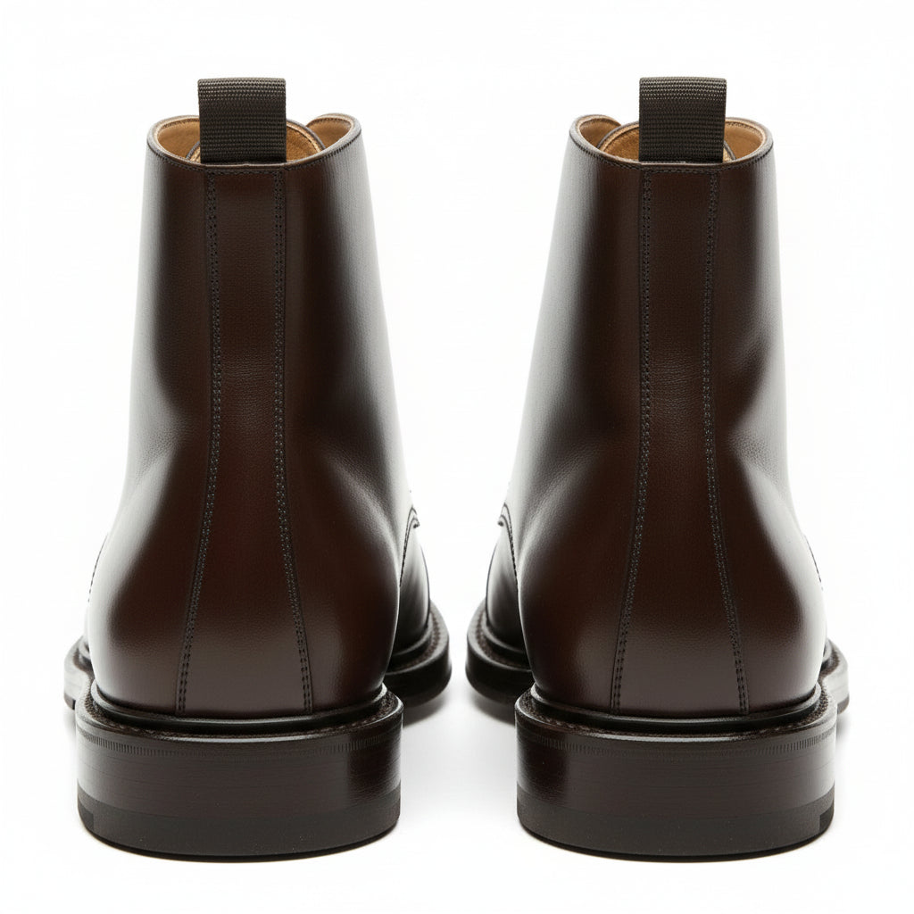 back-view - Men's Handmade Brown Leather Lace-Up Ankle Boots with Premium Craftsmanship