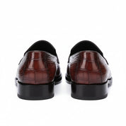 back-view - Men's Handmade Burgundy Alligator Pattern Leather Moccasins