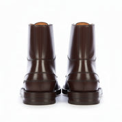 back-view - Men's Handmade Dark Brown Leather Lace-Up Ankle Boot with Welted Sole