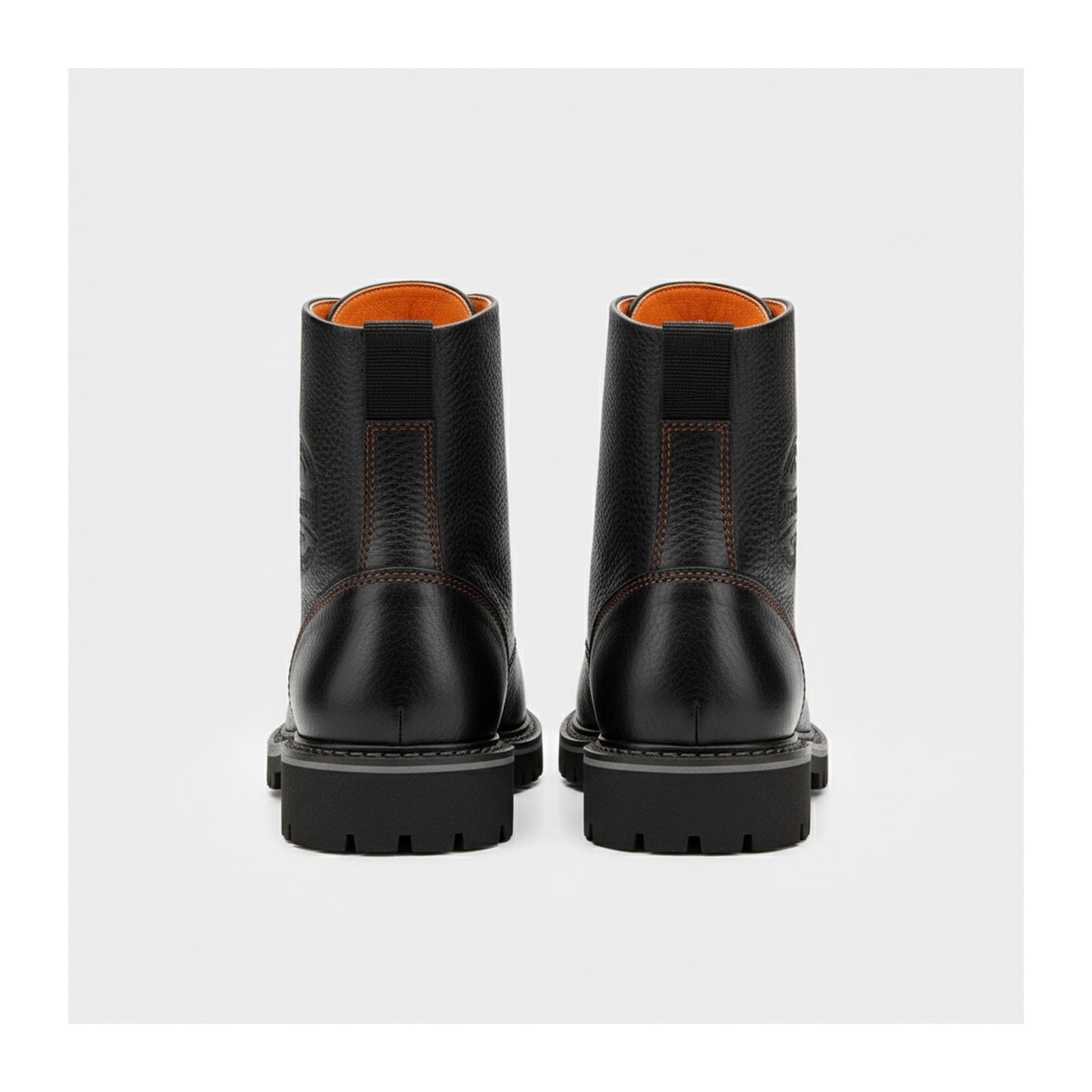 back-view - Men's High Ankle Biker Leather Boots