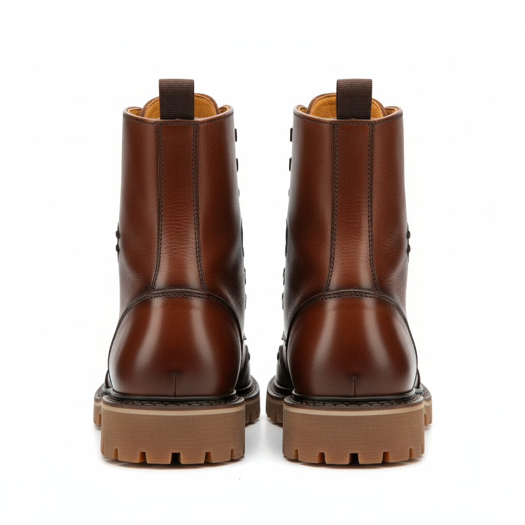 back-view - Men's High Ankle Lace-Up Leather Boots