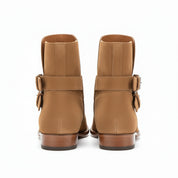 back-view - Men's High Ankle Suede Biker Boots