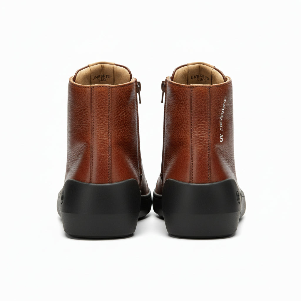 back-view - Men's High-Top Genuine Leather Sneakers