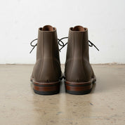 back-view - Men's Lace-Up Nubuck Ankle Boots, Brown Cap-Toe Boots, Goodyear Welted Nubuck Boots