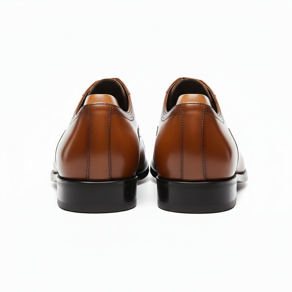 Men's Black Leather Oxford Dress Shoes - back-view