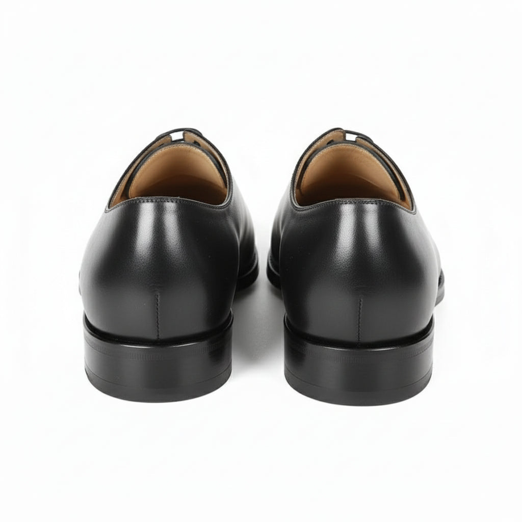 Men's Black Leather Brogue Oxford Shoes - back-view