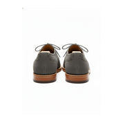 Men's Light Gray Suede Brogue Dress Shoes - back-view
