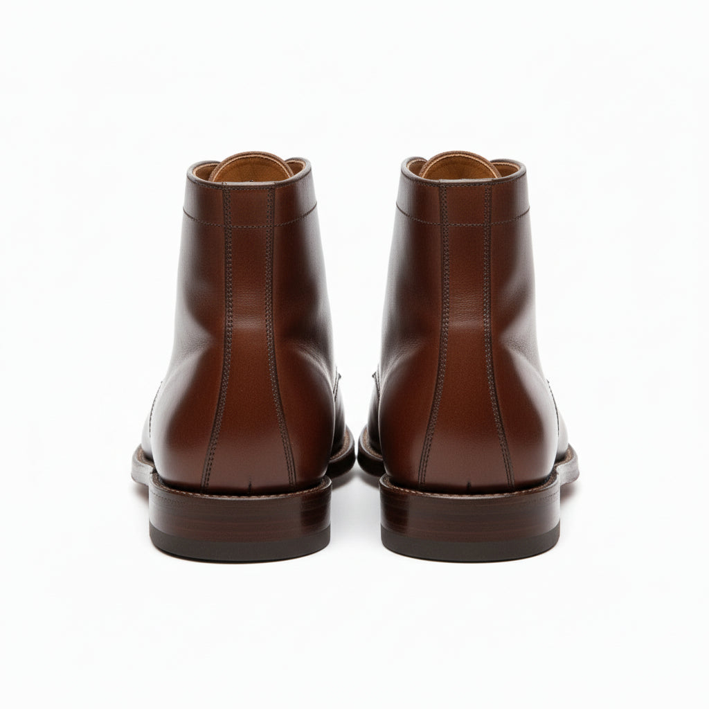 back-view - Men's Maroon Leather Lace-Up Ankle Dress Boots