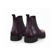 back-view - Men's Maroon Leather Wingtip Brogue Ankle Boots